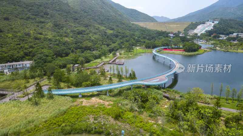 航拍深圳大鹏东冲红树林湿地公园