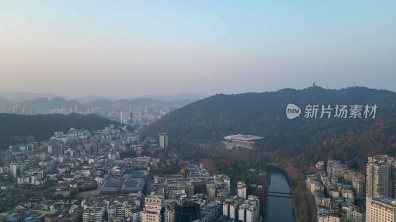 航拍贵州遵义红花岗区城市建设