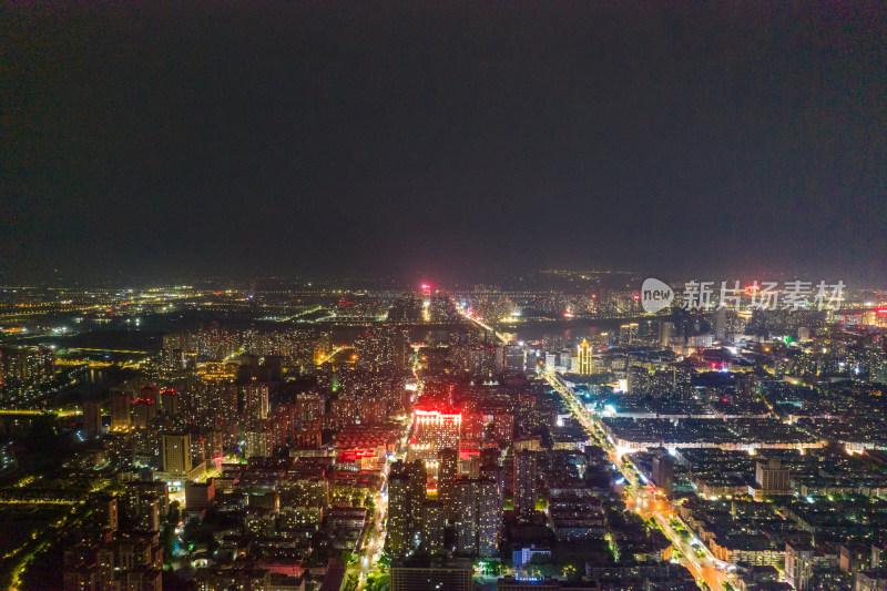 安徽蚌埠城市大景夜景灯光航拍图