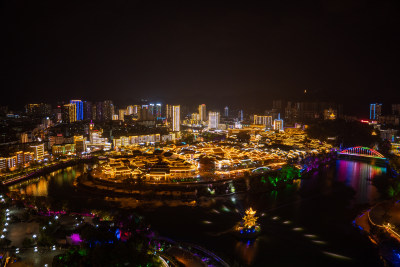 贵州铜仁古城中南门古城夜景