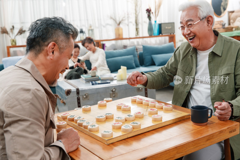 快乐的老年人下象棋