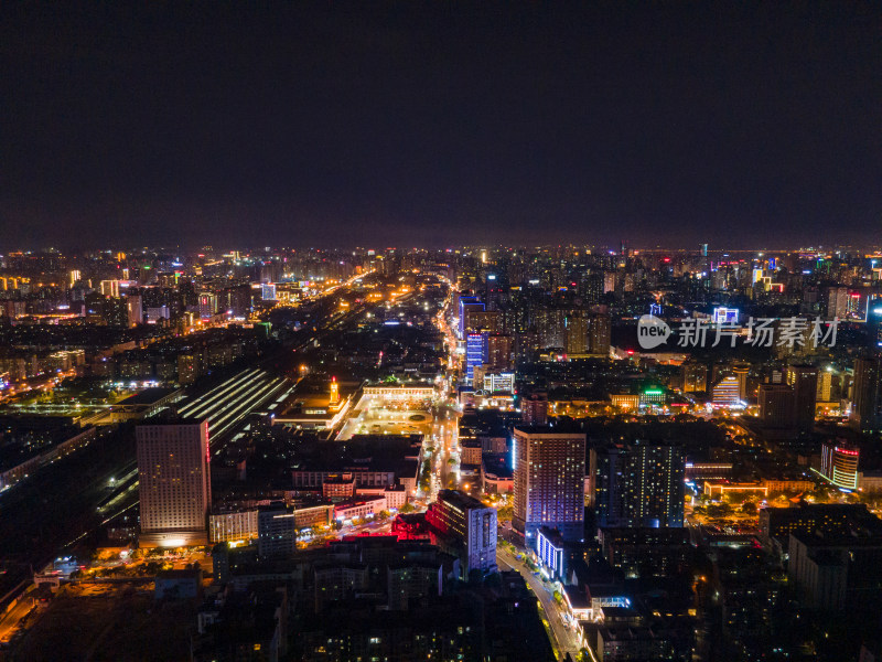 长沙CBD夜景灯光航拍图