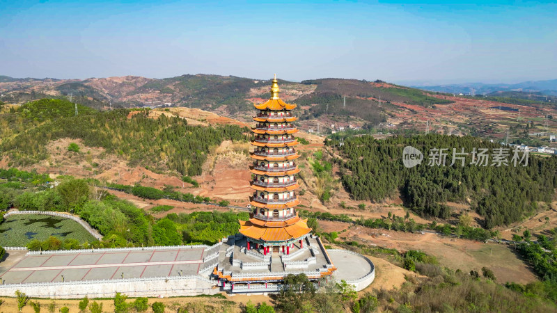 云南弥勒锦屏山景区航拍