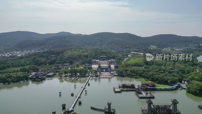 航拍江苏无锡三国水浒景区5A景区