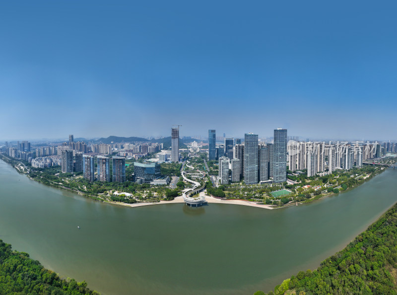 广东省佛山市顺德区中轴公园金凤凰广场航拍