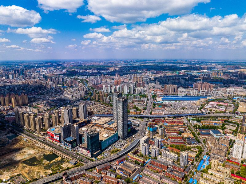 辽宁沈阳大东区龙之梦航拍城市建筑蓝天白云