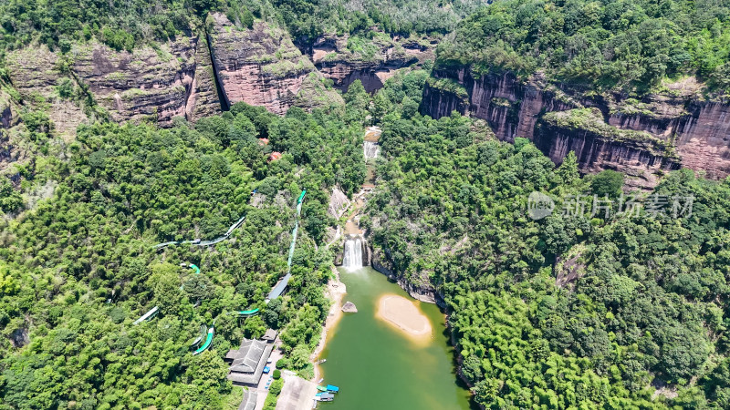 泰宁大金湖天迹水帘景区航拍图