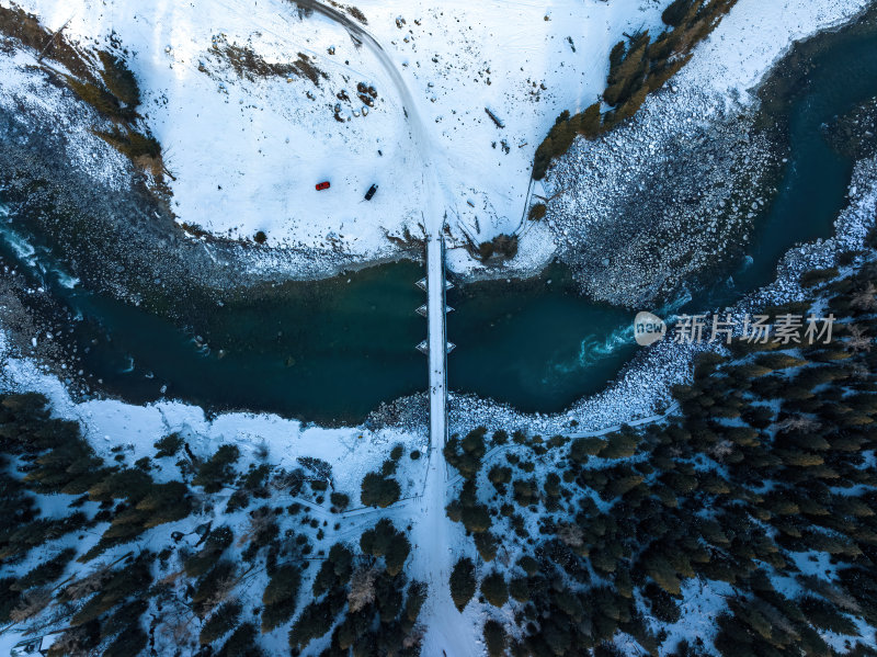 新疆北疆阿勒泰喀纳斯冬季雪景童话世界航拍