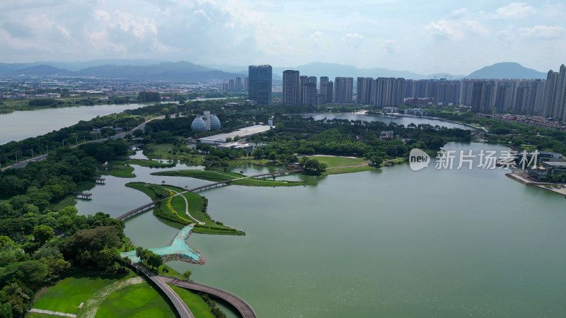 航拍福建漳州碧湖生态公园