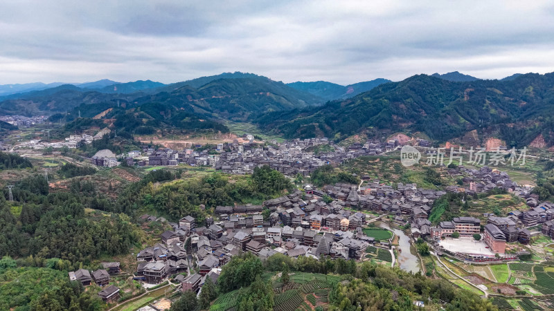 柳州三江程阳八寨景区航拍图