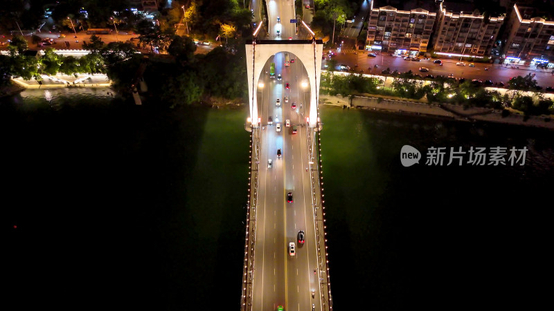 广西柳州红光大桥夜景灯光航拍图