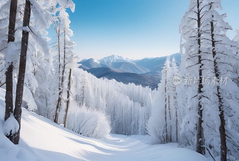 冬季森林白雪覆盖风景