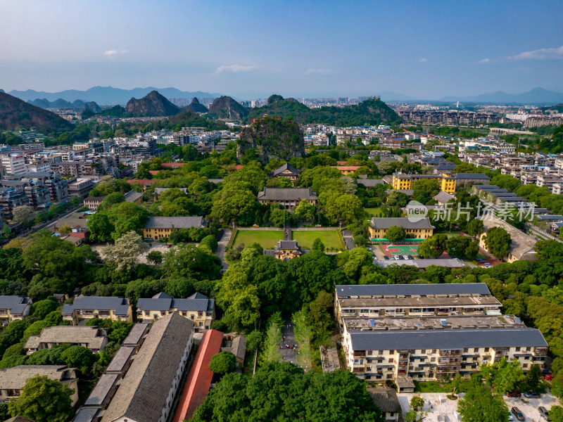 广西桂林独秀峰王府景区航拍摄影图