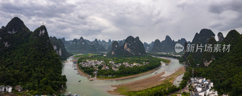 桂林阳朔漓江山水自然风光航拍