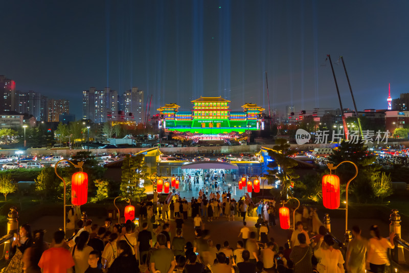 洛阳城市地标建筑应天门天堂明堂旅游灯光秀