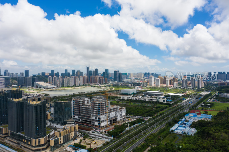 珠海横琴岛城市CBD建筑航拍