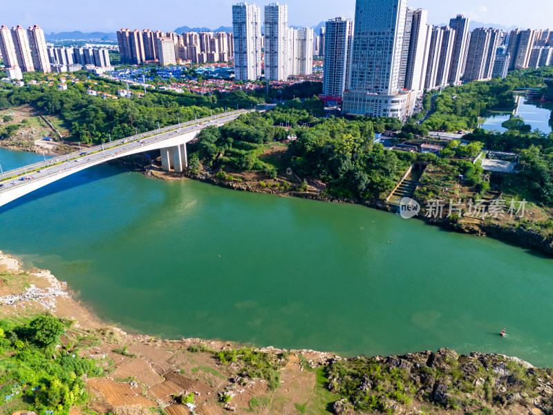 广西来宾红水河周边建筑航拍图