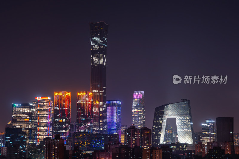 北京璀璨夜景下的标志性高楼群