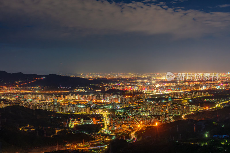 俯瞰北京城市门头沟石景山夜景