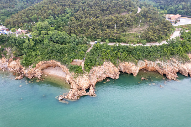 海上岛屿烟台长岛航拍图