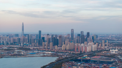 天津于家堡，盐场，海河城市风光