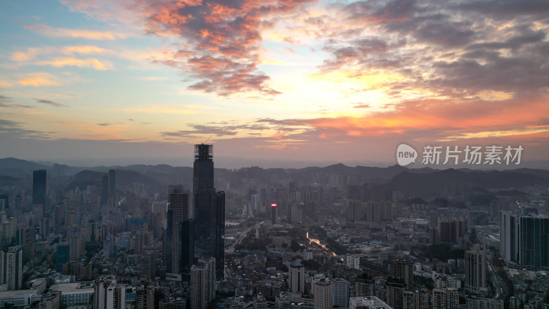 航拍贵阳火烧云贵阳大景