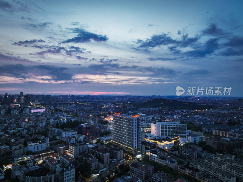 航拍昆山城市建筑风光夜景大景