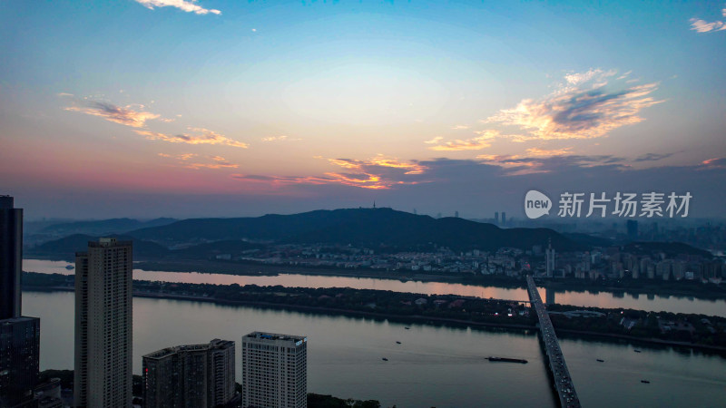 湖南长沙岳麓山夕阳晚霞航拍