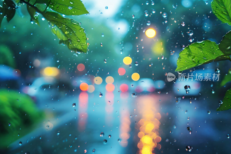 自然风景植物背景雨水