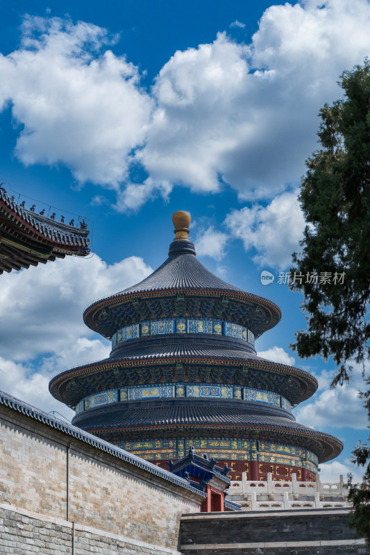 中国北京天坛祈年殿空镜旅游景点古代建筑