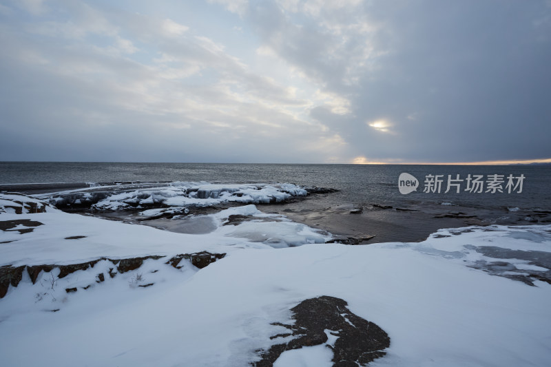 海边夕阳 冬季