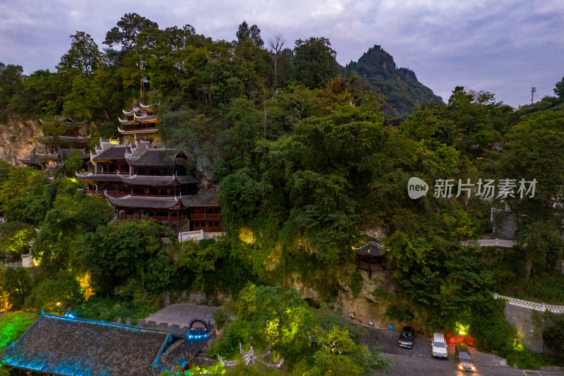 镇远古镇夜景灯光航拍摄影图