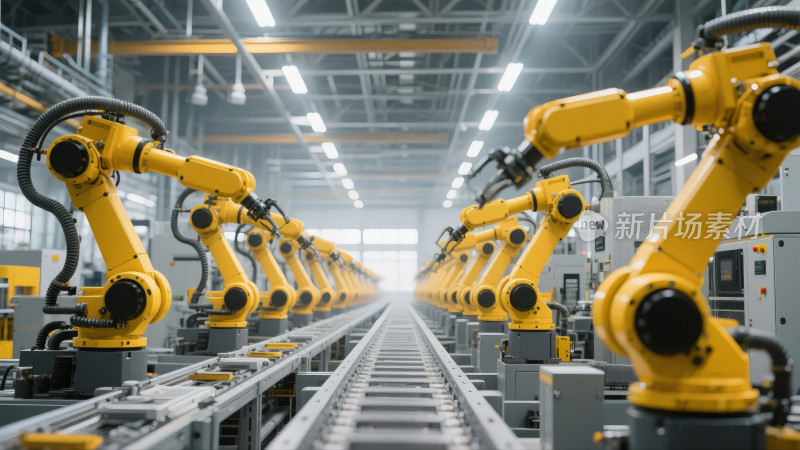 工业4.0智能制造机器人生产线工厂背景图