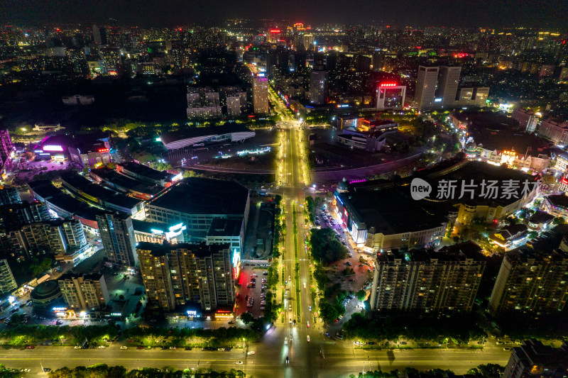安徽蚌埠淮河广场夜景灯光交通航拍