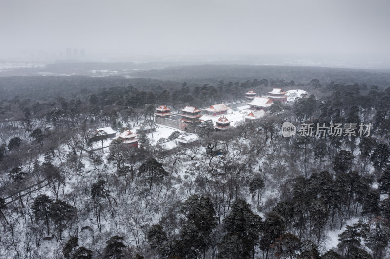 沈阳东陵公园冬季雪景航拍