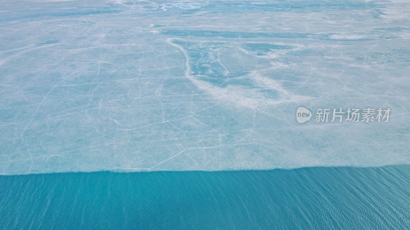 甘肃嘉峪关黑山湖冰冻的湖面航拍
