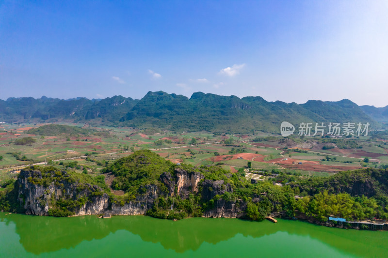 广西崇左山水风光左江雨花石景区航拍