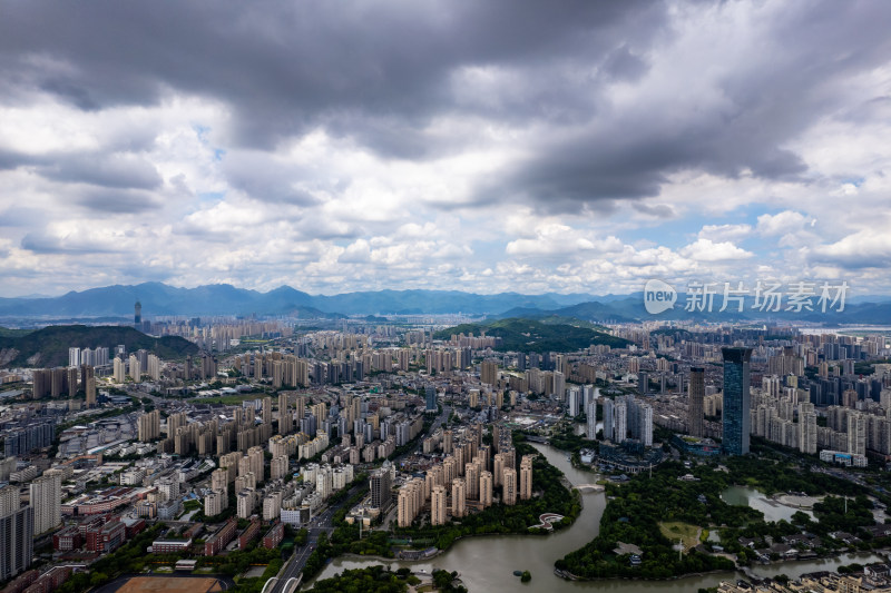 浙江温州城市风光航拍图