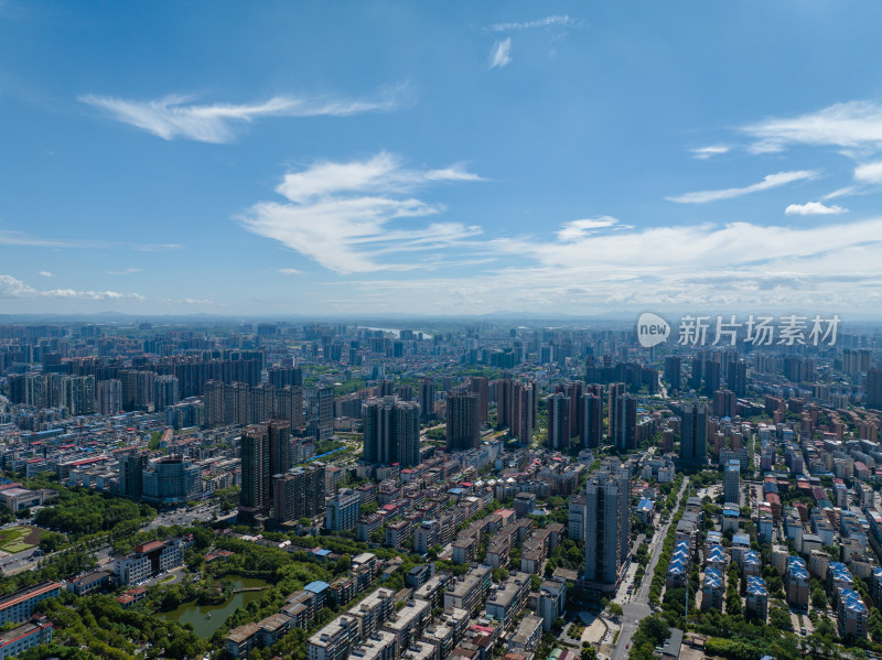 蓝天白云下湖南衡阳华新开发区 城市风光