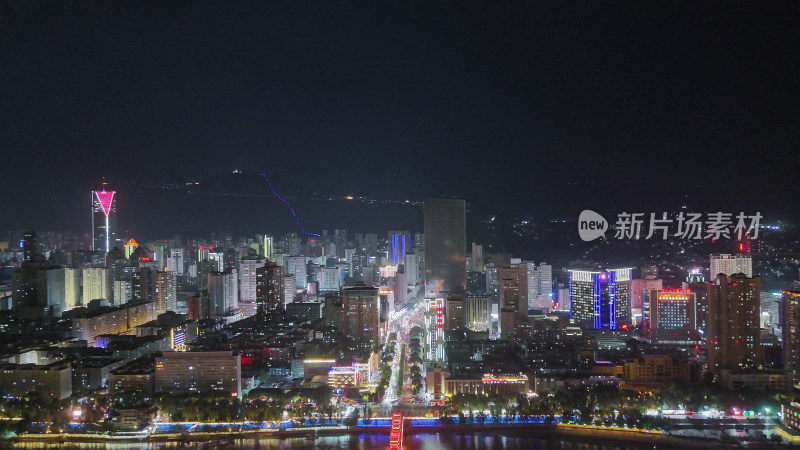 甘肃兰州夜景兰州城市夜景航拍