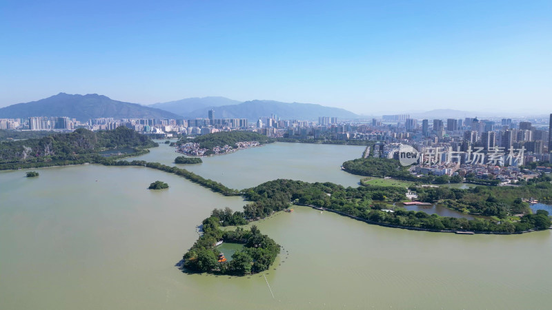 航拍广东肇庆星湖风景区