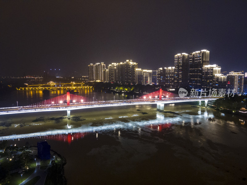 福建漳州城市夜景航拍