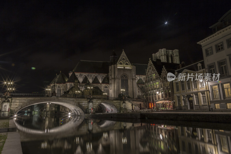 比利时根特城市夜景