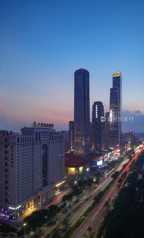 广西南宁东盟商务区城市风光建筑夜景