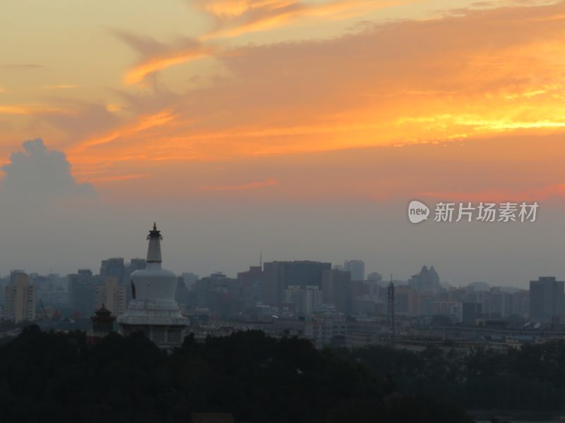 北京景山公园日落风景