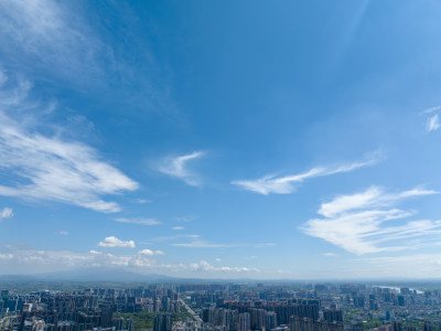 蓝天白云下湖南衡阳华新开发区 城市风光