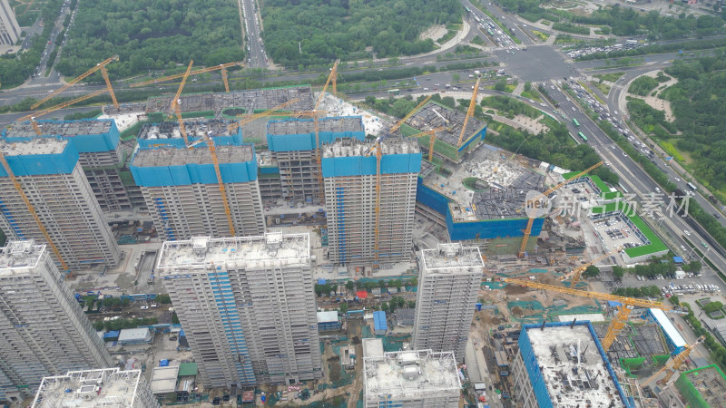 城市建设小区高楼建筑航拍