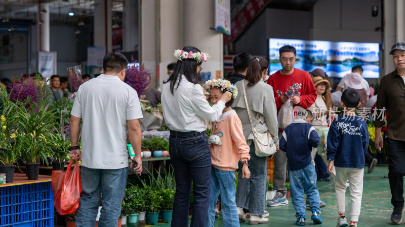 云南昆明斗南花市吸引大量游客前来买花