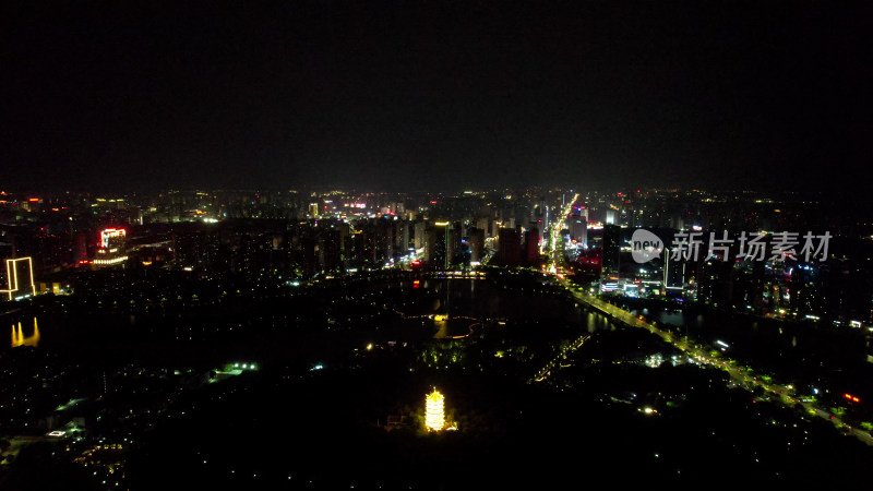城市灯光万家灯火交通航拍蚌埠夜景