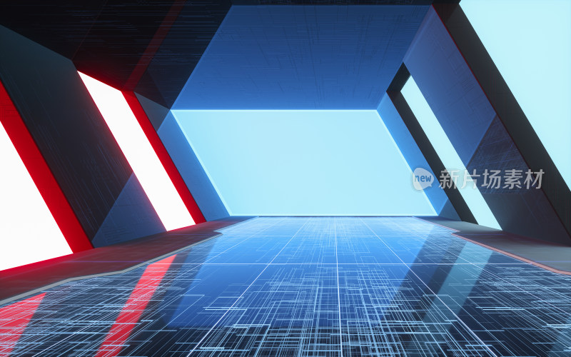 未来感隧道空间 3D渲染